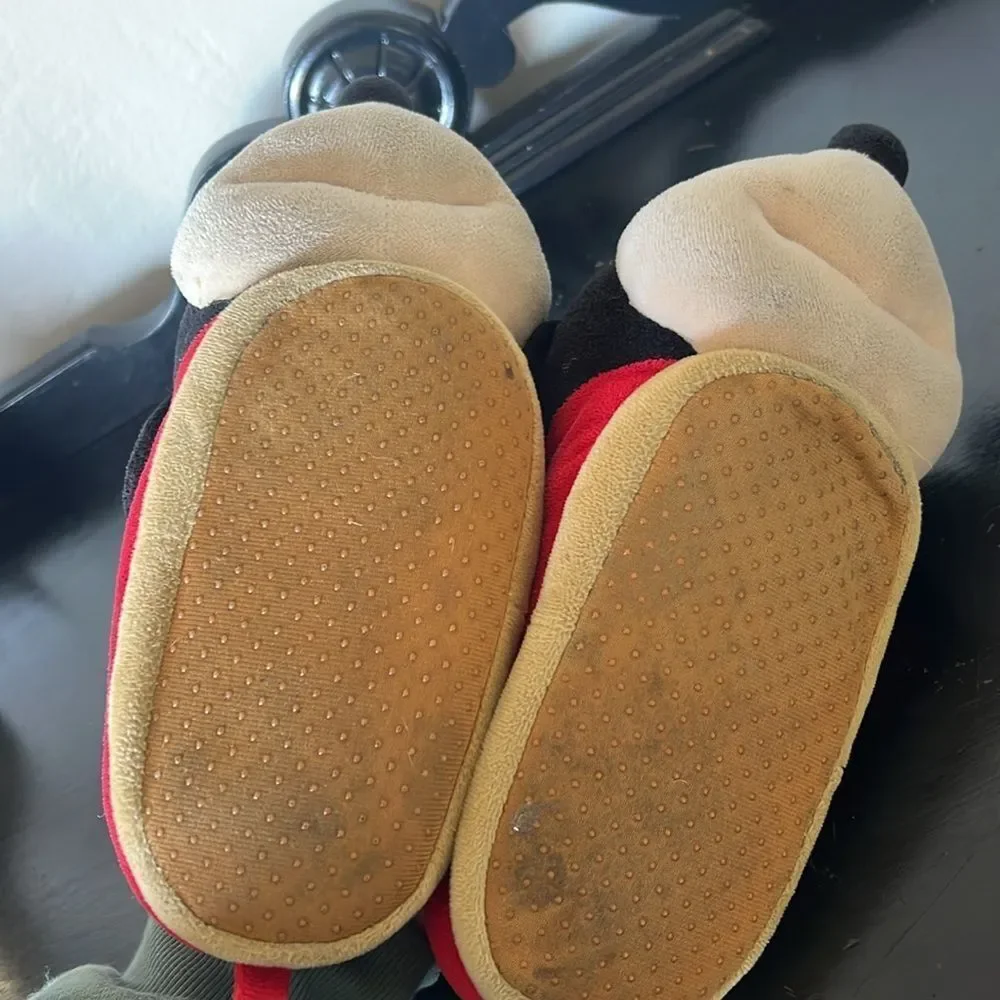 Disney Children Night Time Mickey Mouse House Slippers Size 9/10 Black/Red/Blue